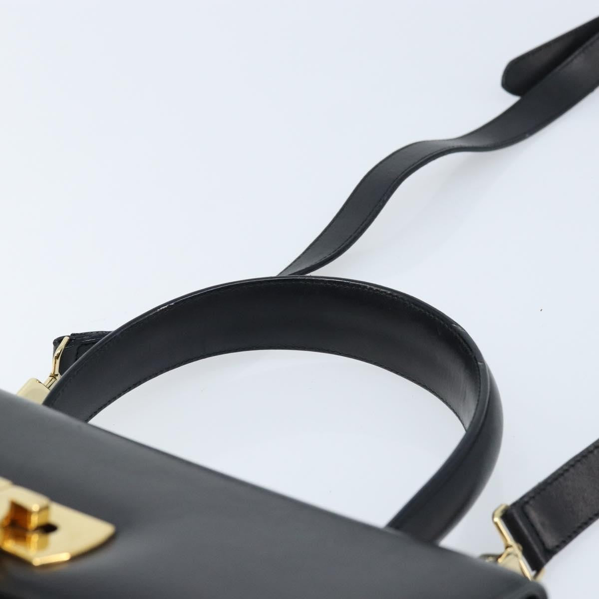 Salvatore Ferragamo Gancini Convertible Top Handle Leather Black Leather Handbag (Pre-Owned)