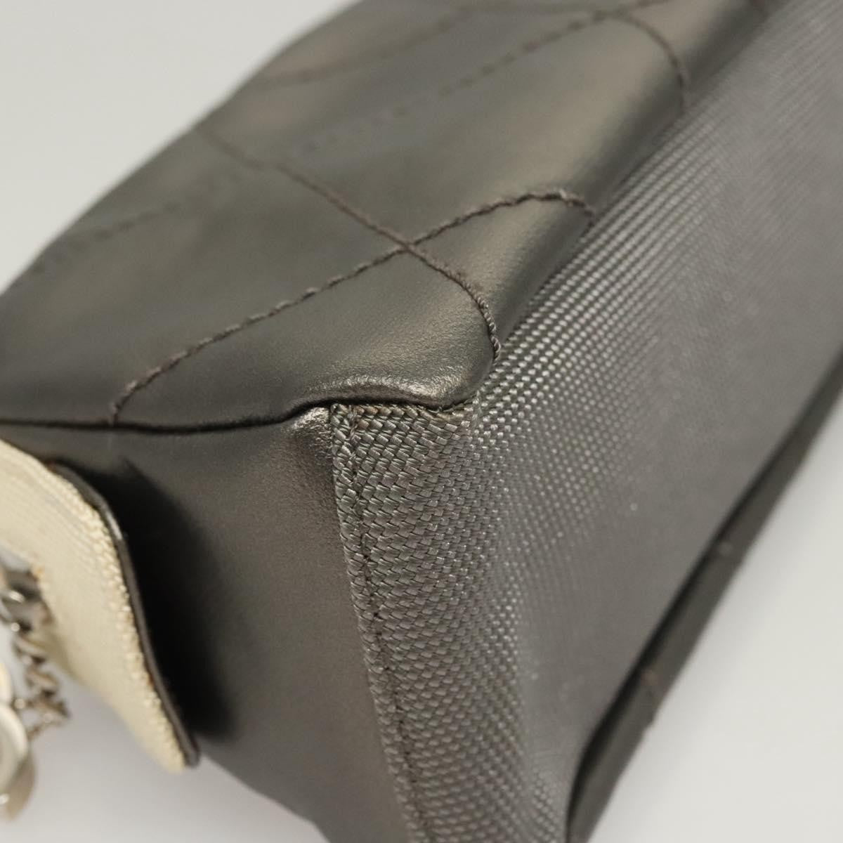 Chanel Vintage Clutch Leather Gray Leather Clutche & Pouche Bag (Pre-Owned)