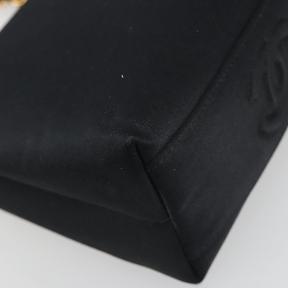 Chanel Vintage Camellia Flap Satin Black Satin Handbag (Pre-Owned)