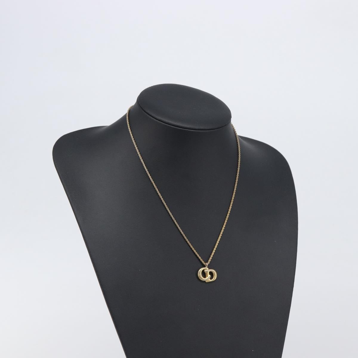 Christian Dior Vintage Cd Pendant Metal Gold Metal Necklace Jewelry (Pre-Owned)