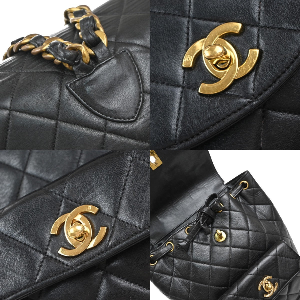 Chanel Duma Drawstring Quilted Leather Black Leather Backpack Bag (Pre-Owned)