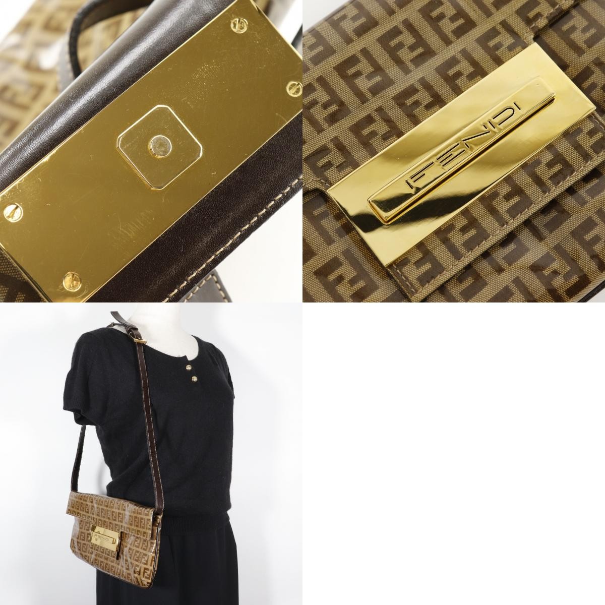 Fendi Zucchino Mamma Baguette Vinyl Brown Plastic Shoulder Bag Bag (Pre-Owned)