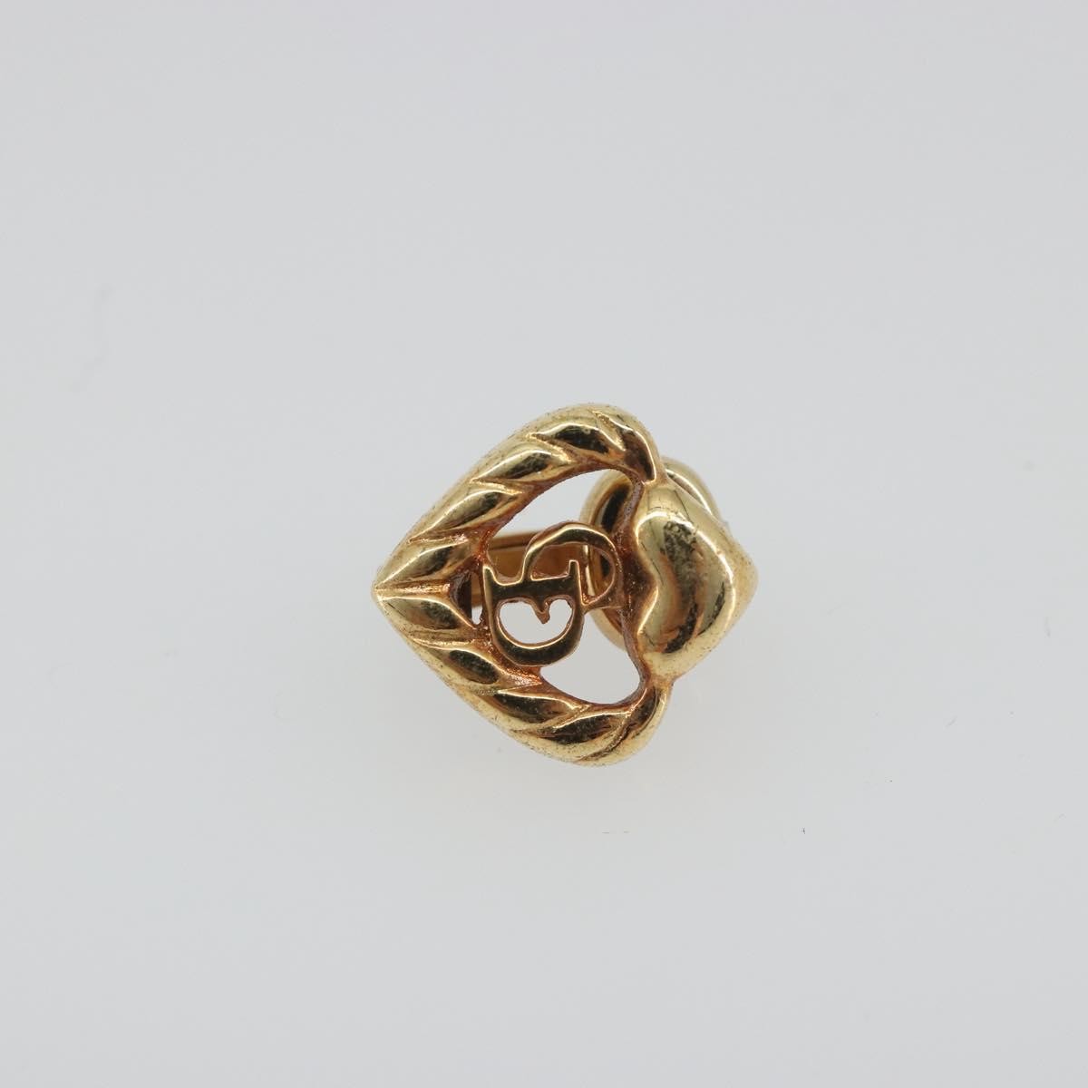 Christian Dior Vintage Heart Clip-On Metal Gold Gold Earrings Jewelry (Pre-Owned)