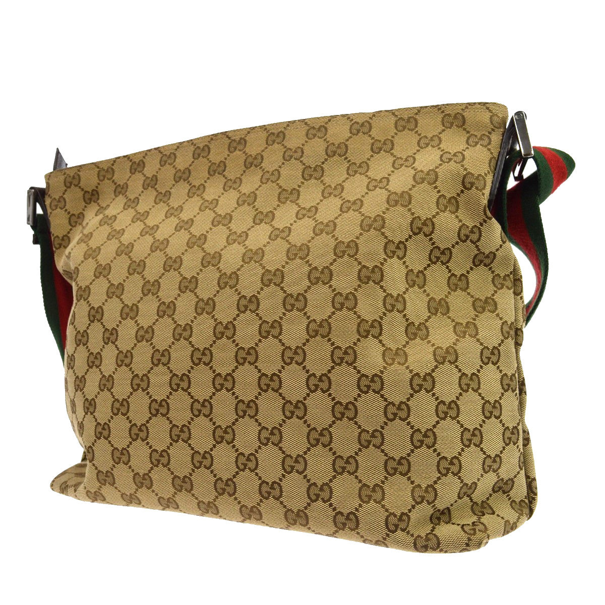 Gucci Web Zip Gg Canvas Beige Canvas Crossbody Bag Bag (Pre-Owned)