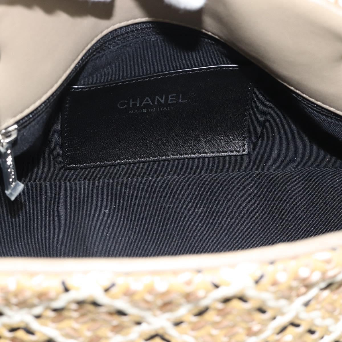 Chanel Just Mademoiselle Quilted Patent Beige Patent_Leather Handbag (Pre-Owned)