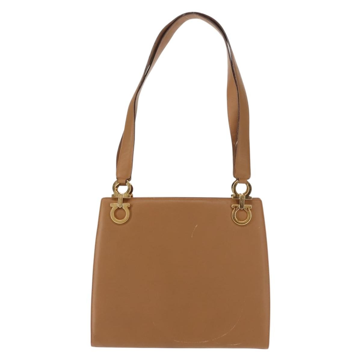 Salvatore Ferragamo Gancini Leather Beige Leather Shoulder Bag Bag (Pre-Owned)