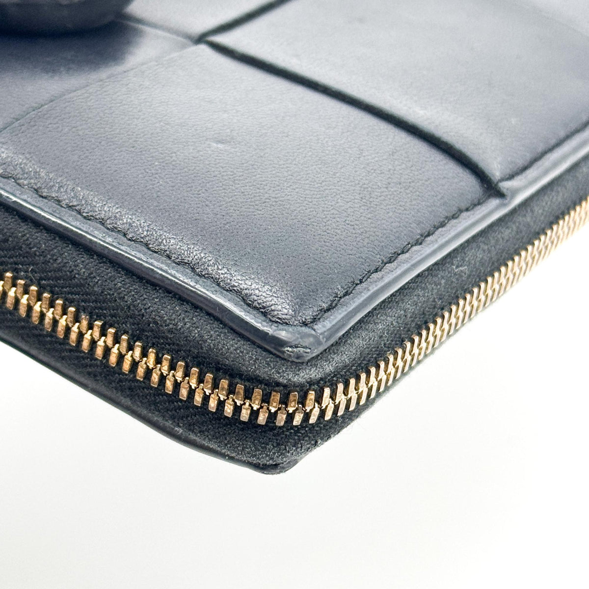 Bottega Veneta Zip Around Intrecciato Nappa Black Leather Wallets Accessory (Pre-Owned)