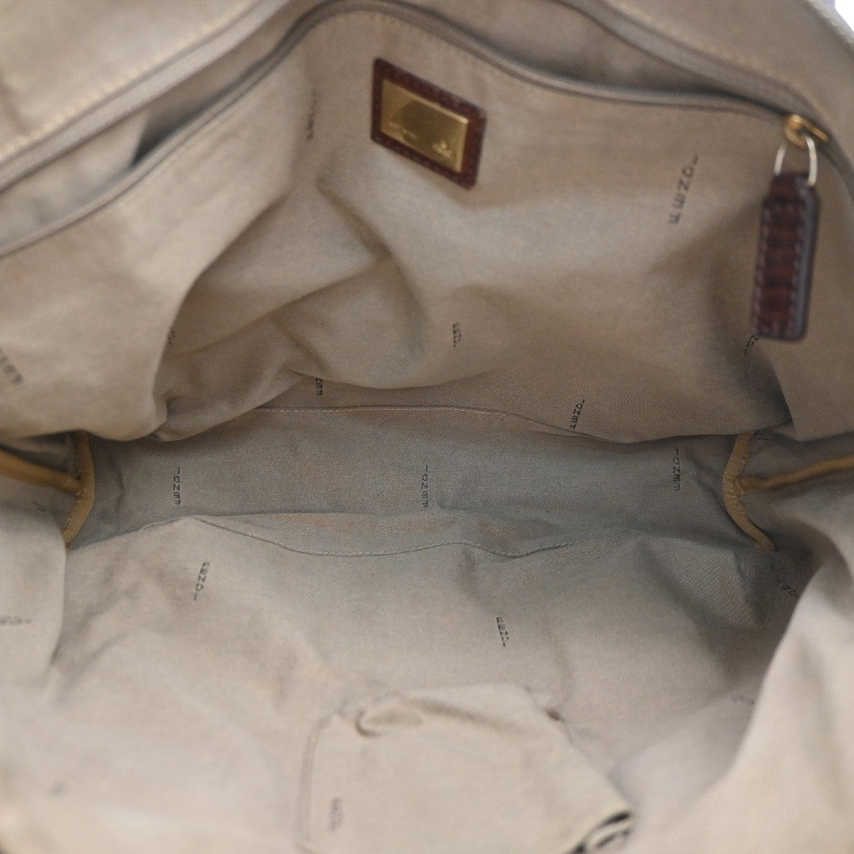 Fendi Open Zucchino Canvas Beige Canvas Tote Bag Bag (Pre-Owned)