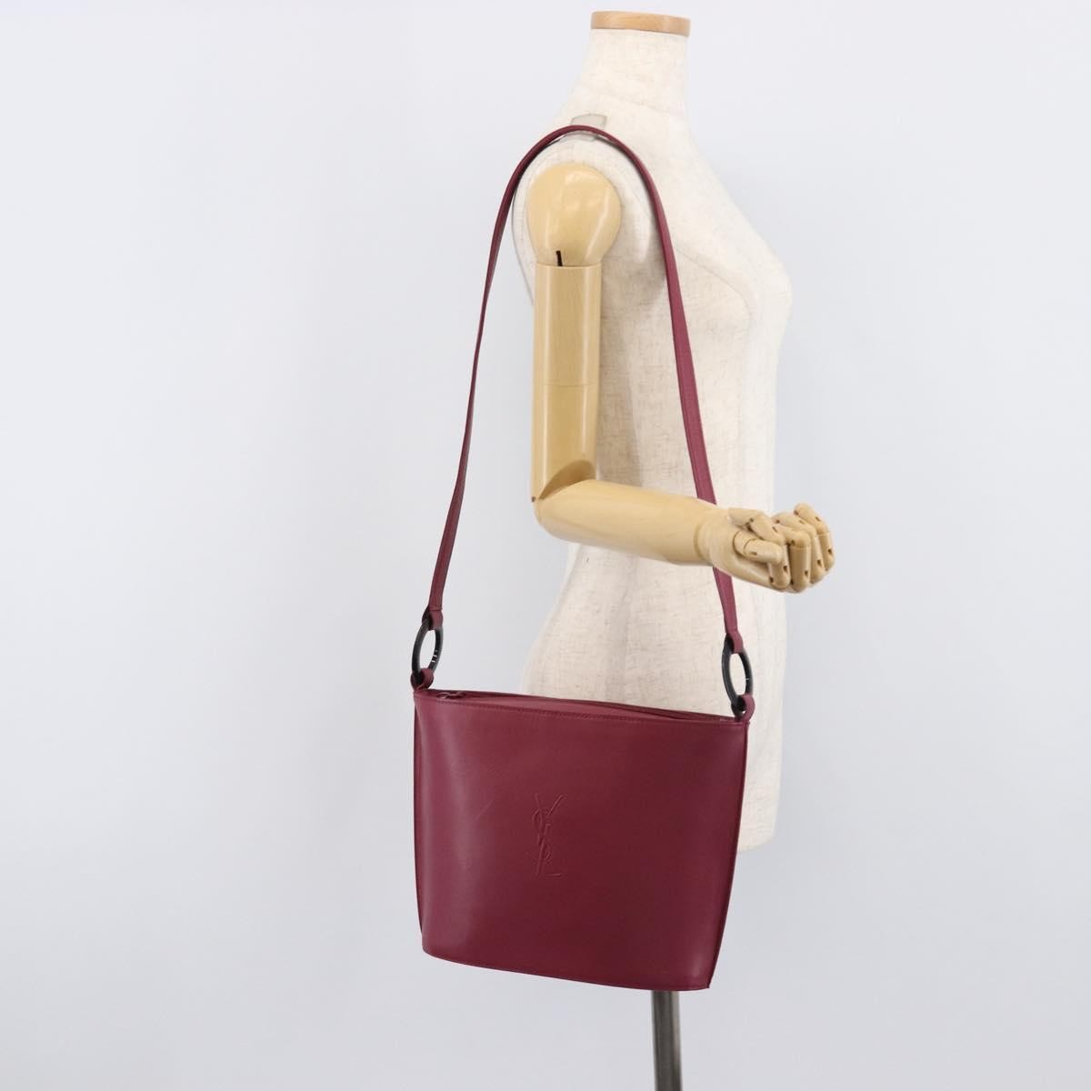 Saint Laurent Vintage Shoulder Bag Leather Burgundy Leather Shoulder Bag Bag (Pre-Owned)