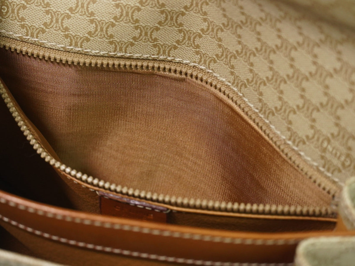 Celine Vintage Macadam Canvas And Leather Beige Canvas Shoulder Bag Bag (Pre-Owned)