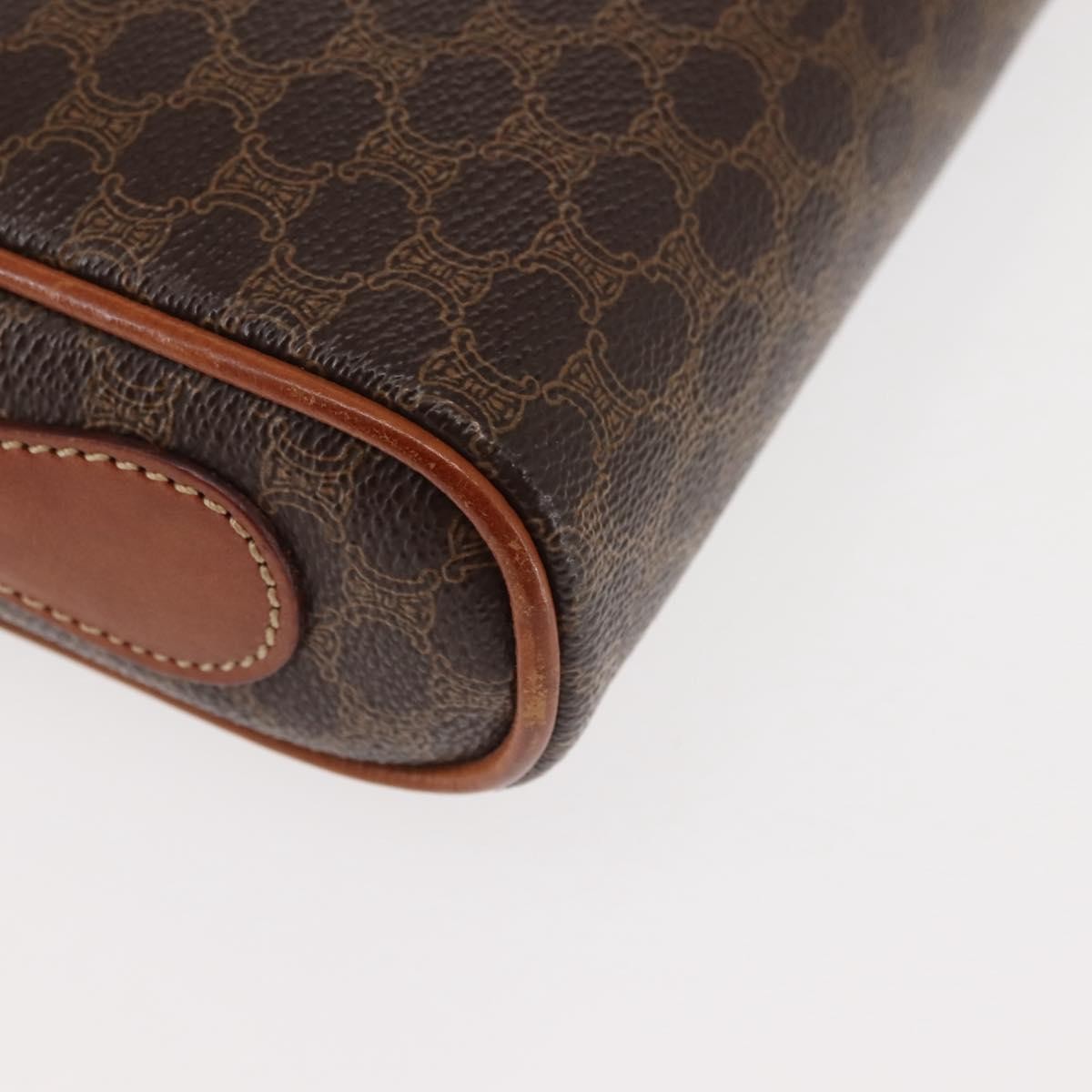 Celine Macadam Shoulder Pvc Leather Brown Canvas Bag (Pre-Owned)