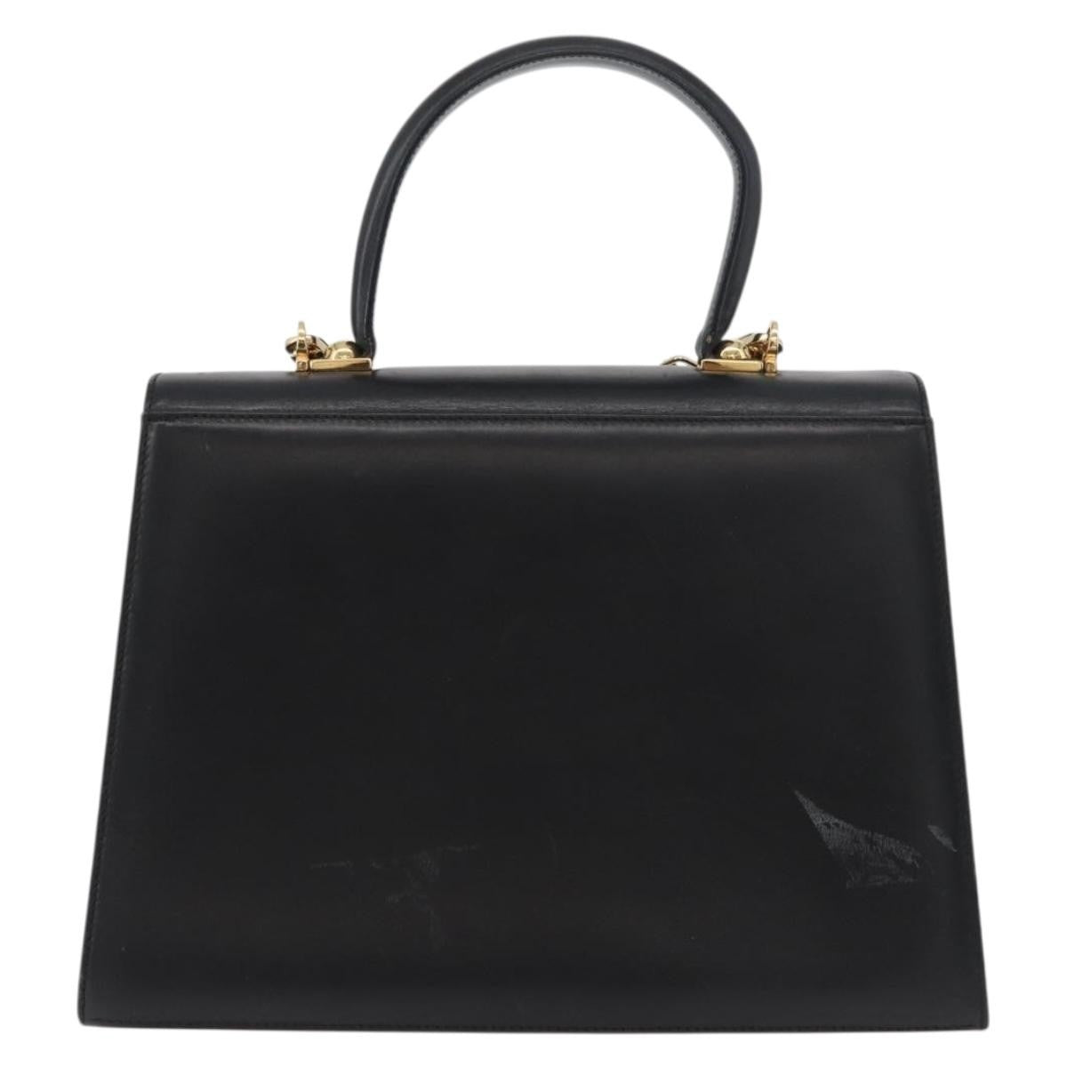 Salvatore Ferragamo Convertible Top Handle Leather Black Leather Handbag (Pre-Owned)