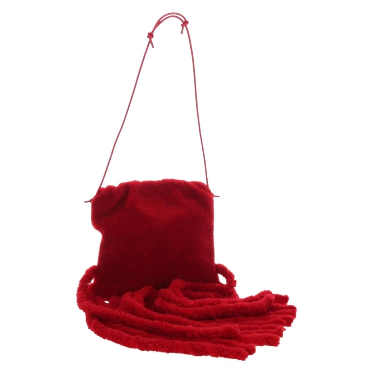 Bottega Veneta The Fringe Leather Red Textile Clutche & Pouche Bag (Pre-Owned)