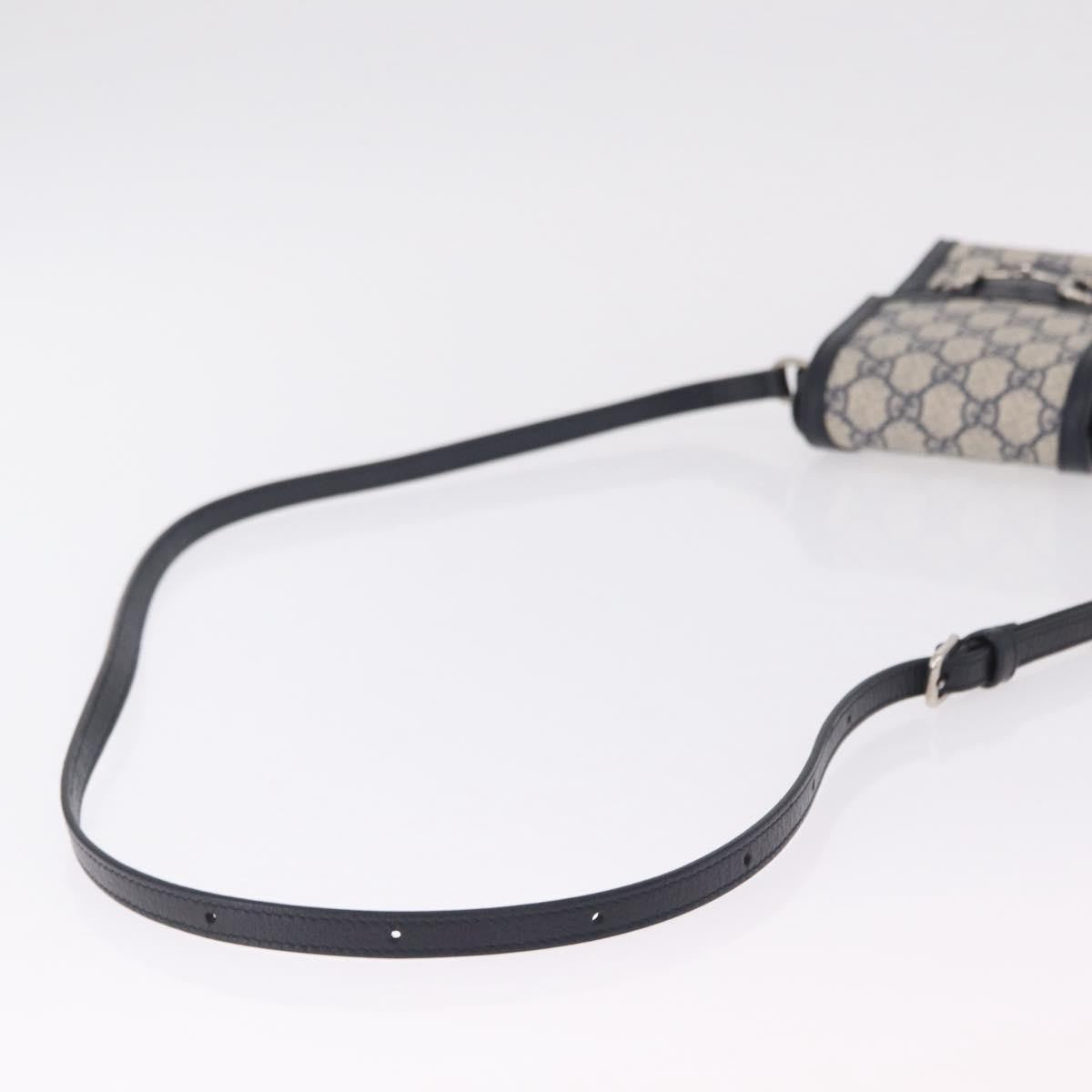 Gucci Horsebit 1955 Gg Coated Canvas With Leather Navy Canvas Crossbody Bag Bag (Pre-Owned)