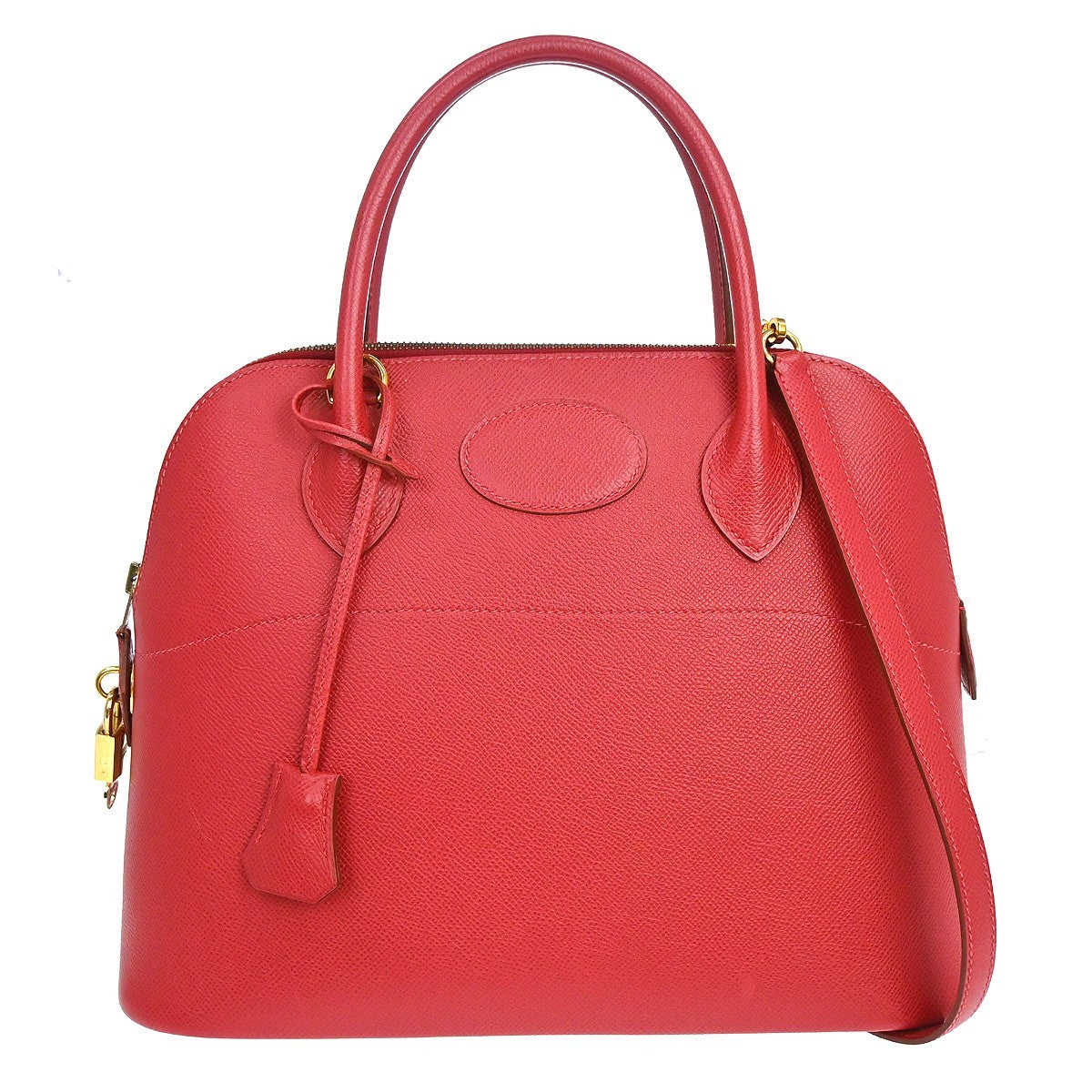 Hermes Bolide Courchevel Red Leather Handbag (Pre-Owned)