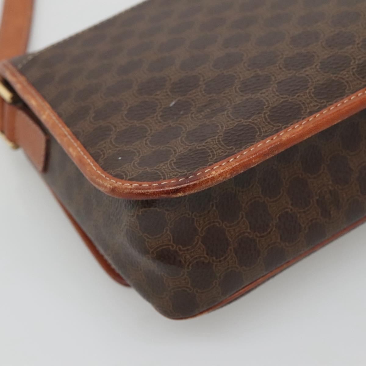 Celine Vintage Macadam Canvas And Leather Brown Canvas Shoulder Bag Bag (Pre-Owned)