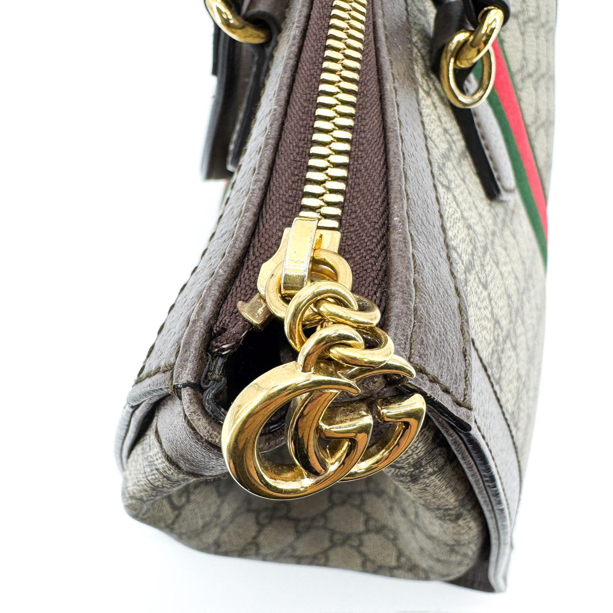 Gucci Ophidia Top Handle Gg Coated Canvas Brown Canvas Tote Bag Bag (Pre-Owned)