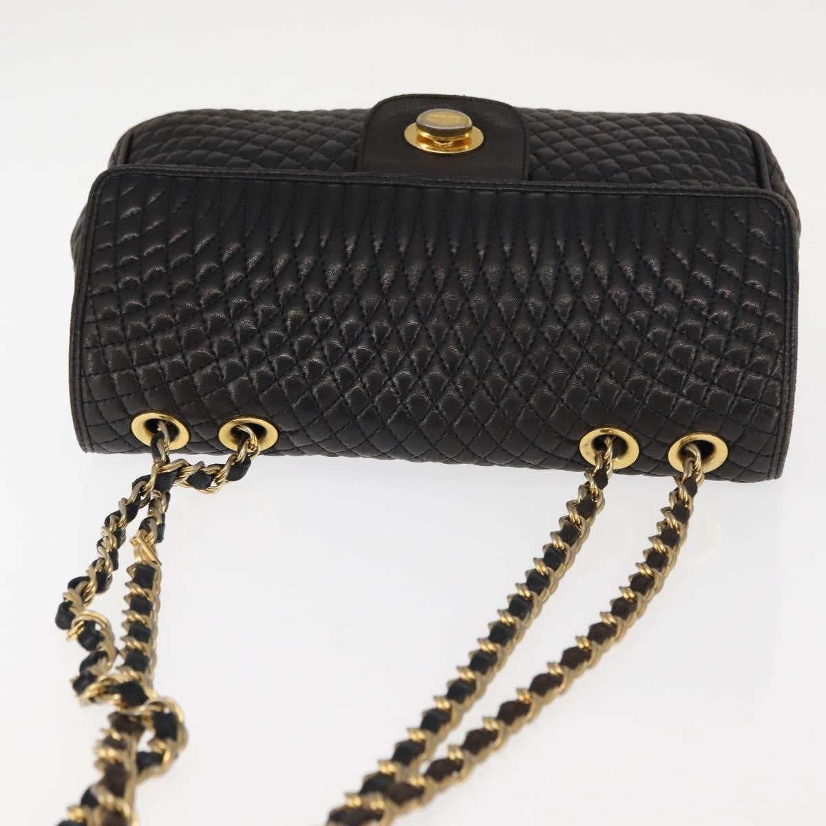Bally Vintage Chain Quilted Leather Black Leather Shoulder Bag Bag (Pre-Owned)