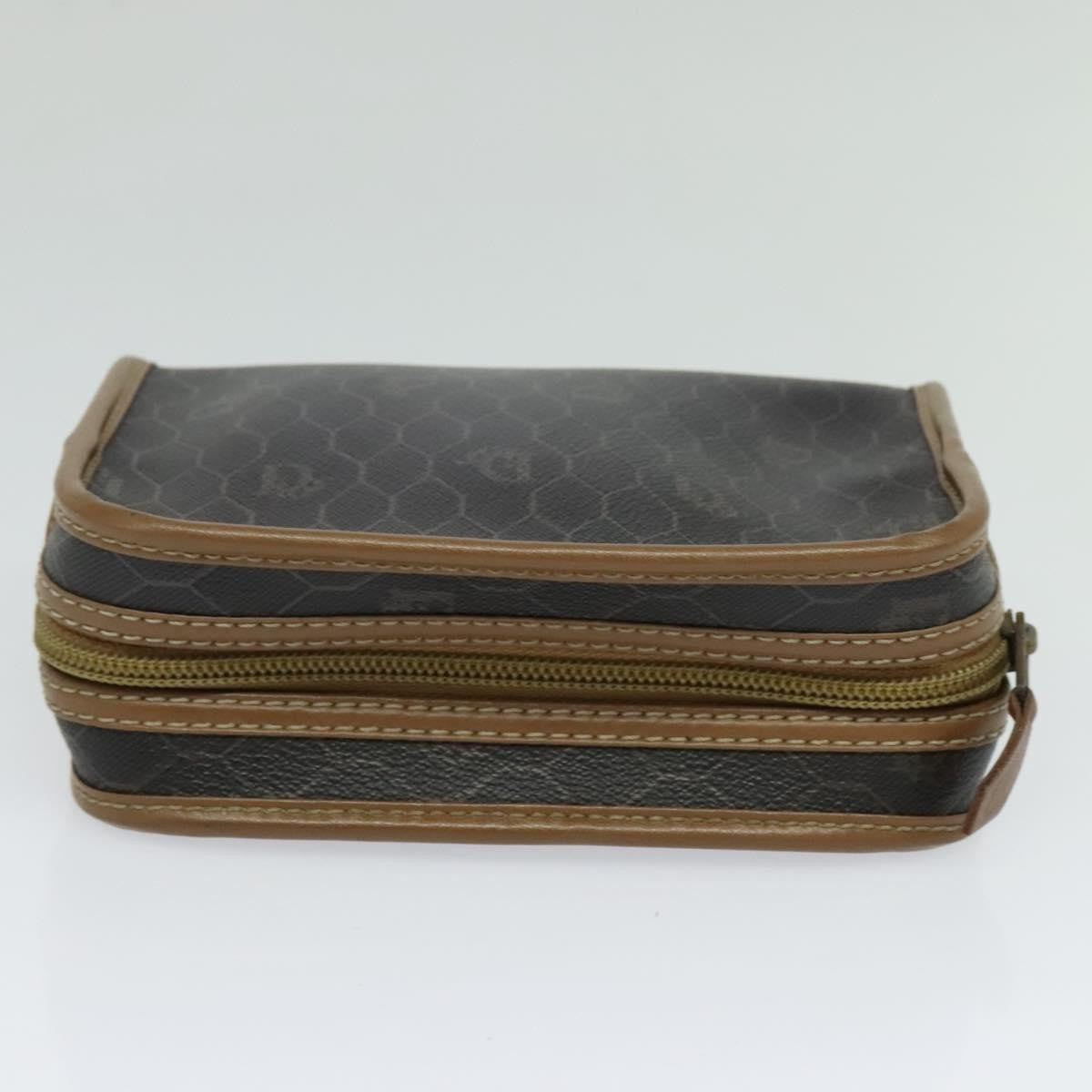 Christian Dior Vintage Honeycomb Zip Canvas And Leather Black Canvas Clutche & Pouche Bag (Pre-Owned)