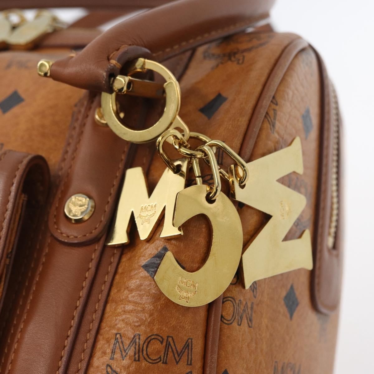 MCM Visetos Logogramme Leather Brown Leather Handbag (Pre-Owned)