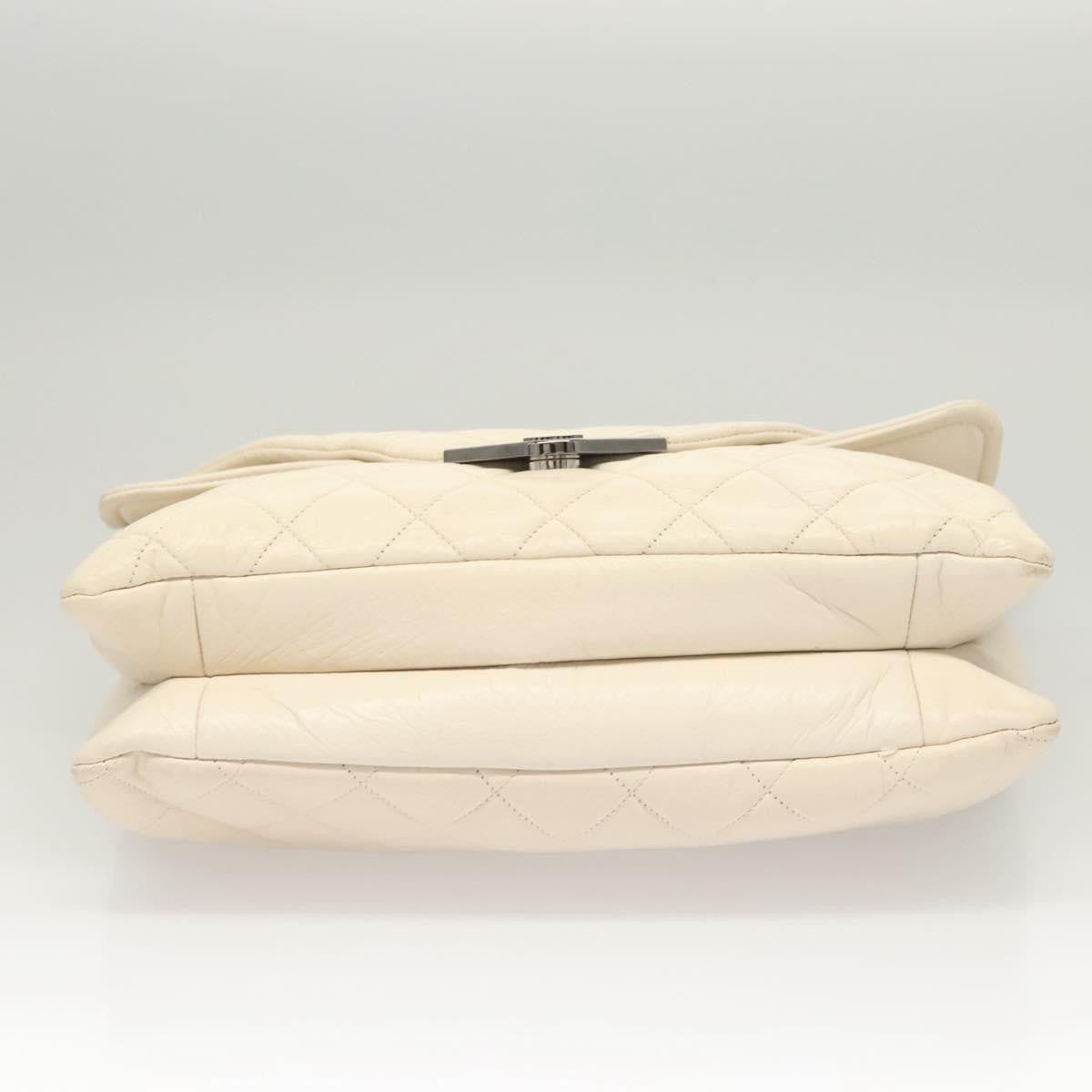 Chanel Padded Envelope Flap Quilted Aged Calfskin White Leather Shoulder Bag Bag (Pre-Owned)