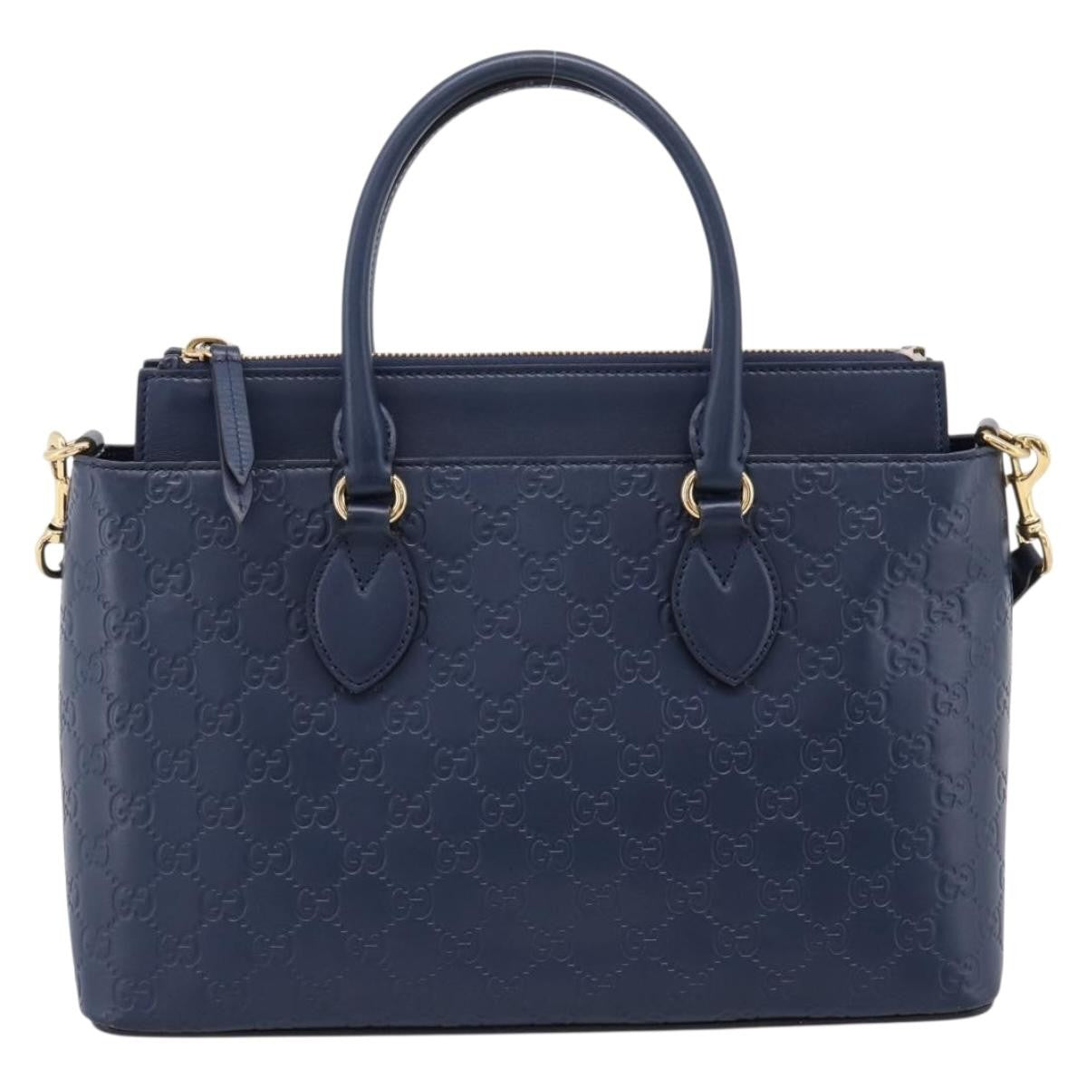 Gucci Linea A Convertible Guccissima Leather Navy Leather Tote Bag Bag (Pre-Owned)