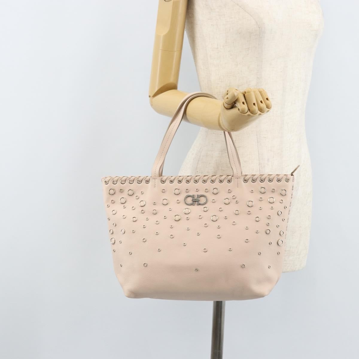 Salvatore Ferragamo Gancini Leather Pink Leather Handbag (Pre-Owned)