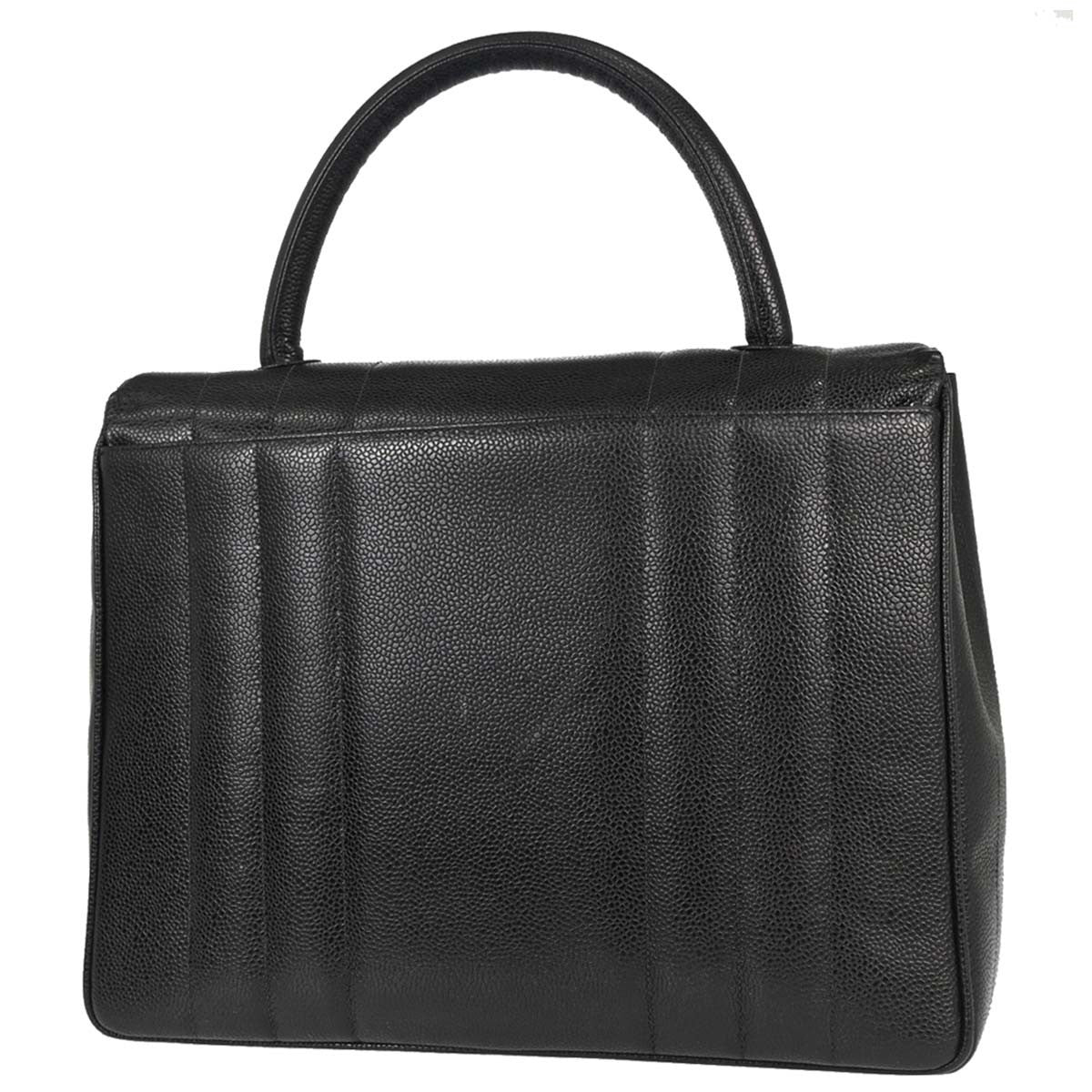 Chanel Vintage Top Handle Vertical Quilt Caviar Black Calfskin Handbag (Pre-Owned)