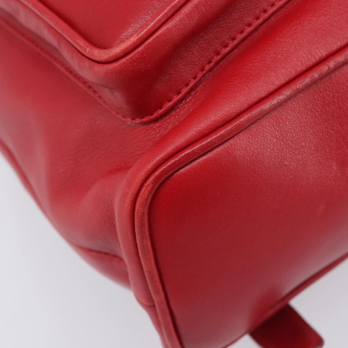 Gucci Vintage Bamboo Leather Red Leather Backpack Bag (Pre-Owned)