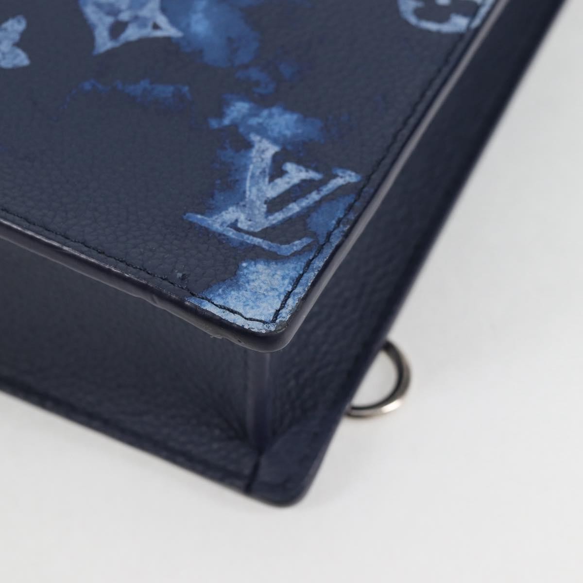 Louis Vuitton Sac Plat Zipped Limited Edition Monogram Ink Watercolor Leather Blue Canvas Handbag (Pre-Owned)
