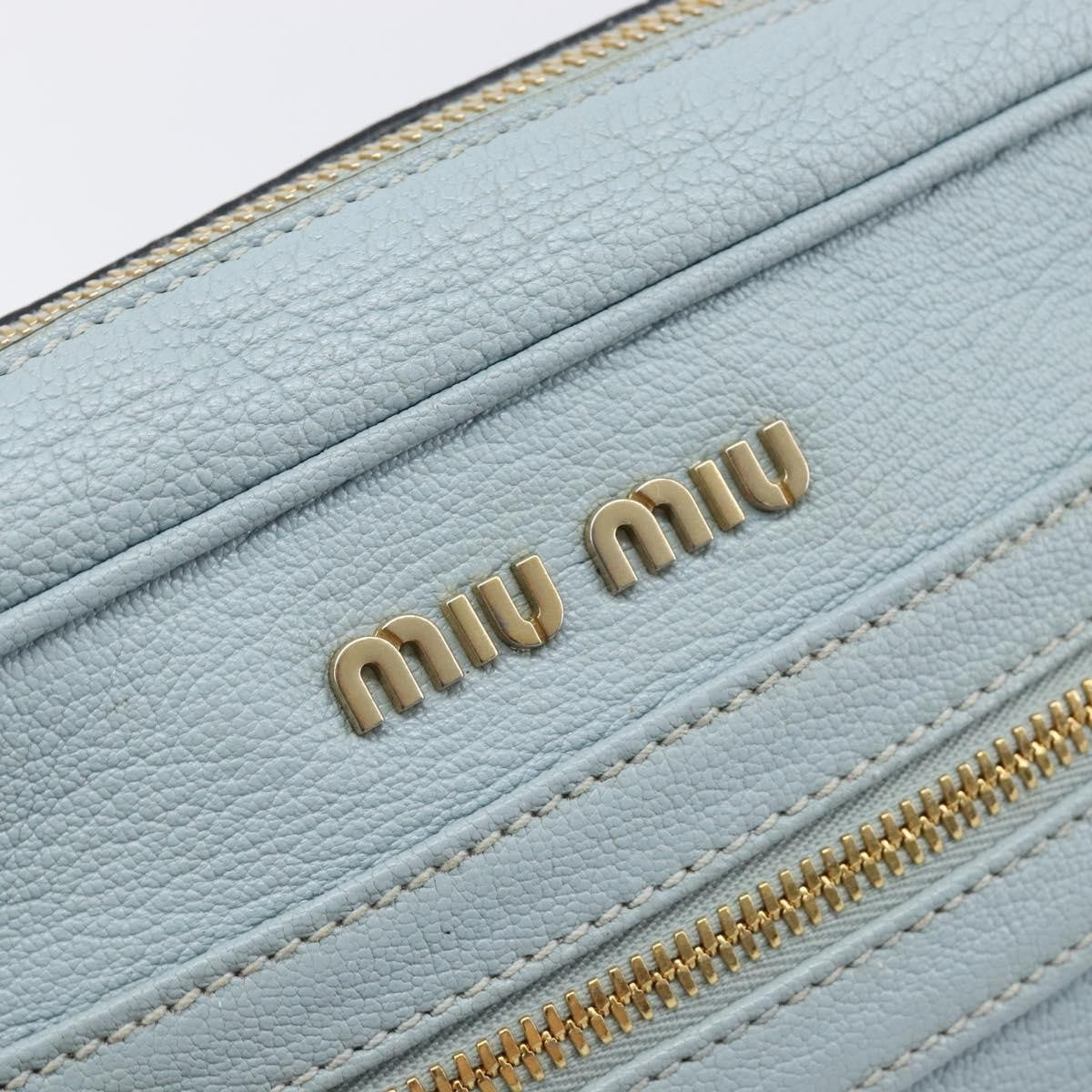 Miu Miu Madras Zip Pocket Leather Blue Leather Crossbody Bag Bag (Pre-Owned)