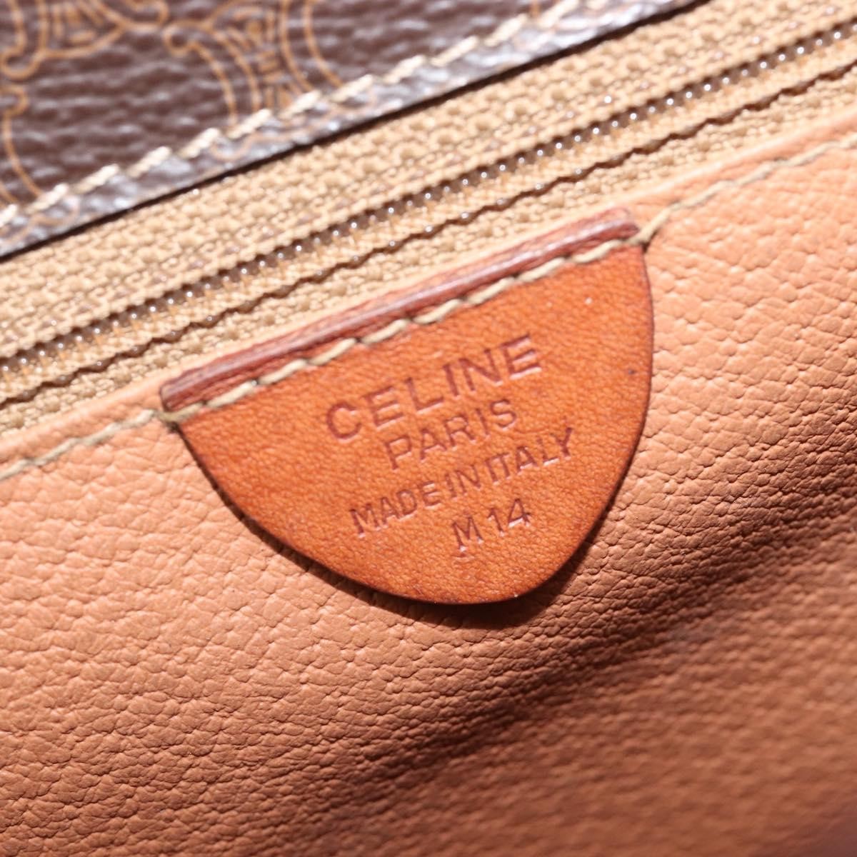 Celine Vintage Macadam Canvas And Leather Brown Canvas Shoulder Bag Bag (Pre-Owned)