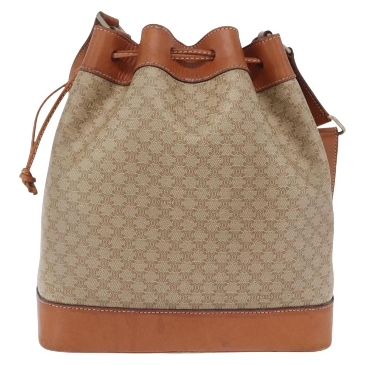 Celine Macadam Shoulder Canvas Beige Canvas Crossbody Bag Bag (Pre-Owned)