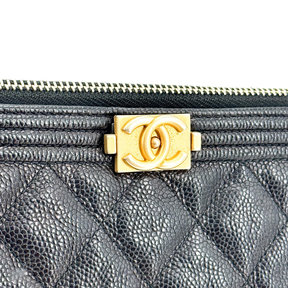Chanel Boy O Case Clutch Quilted Caviar Black Calfskin Clutche & Pouche Bag (Pre-Owned)