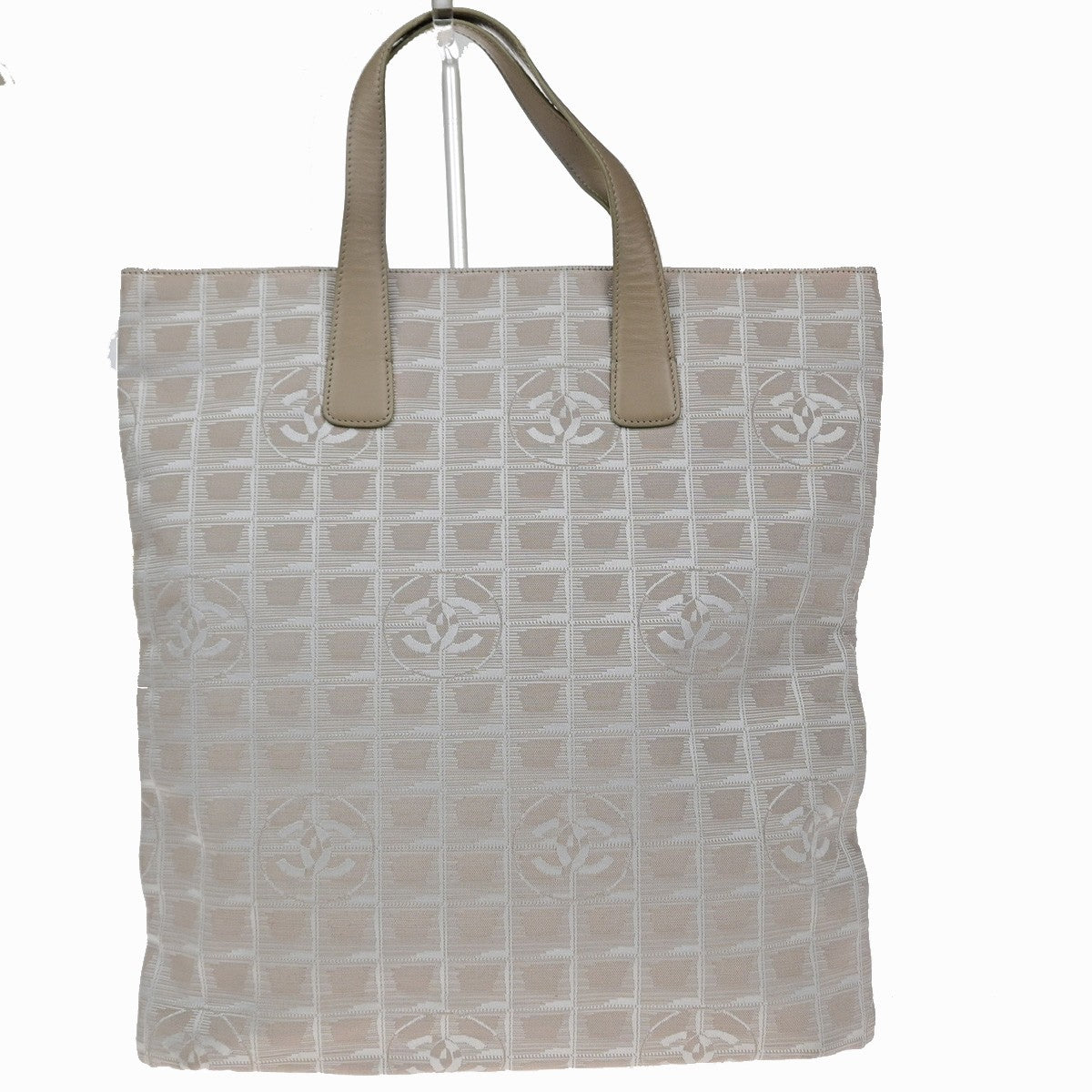 Chanel Travel Line Tote Nylon Beige Nylon Tote Bag Bag (Pre-Owned)