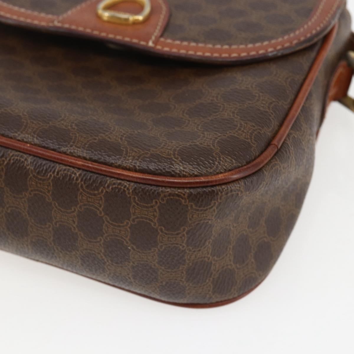 Celine Vintage Macadam Canvas And Leather Brown Canvas Shoulder Bag Bag (Pre-Owned)