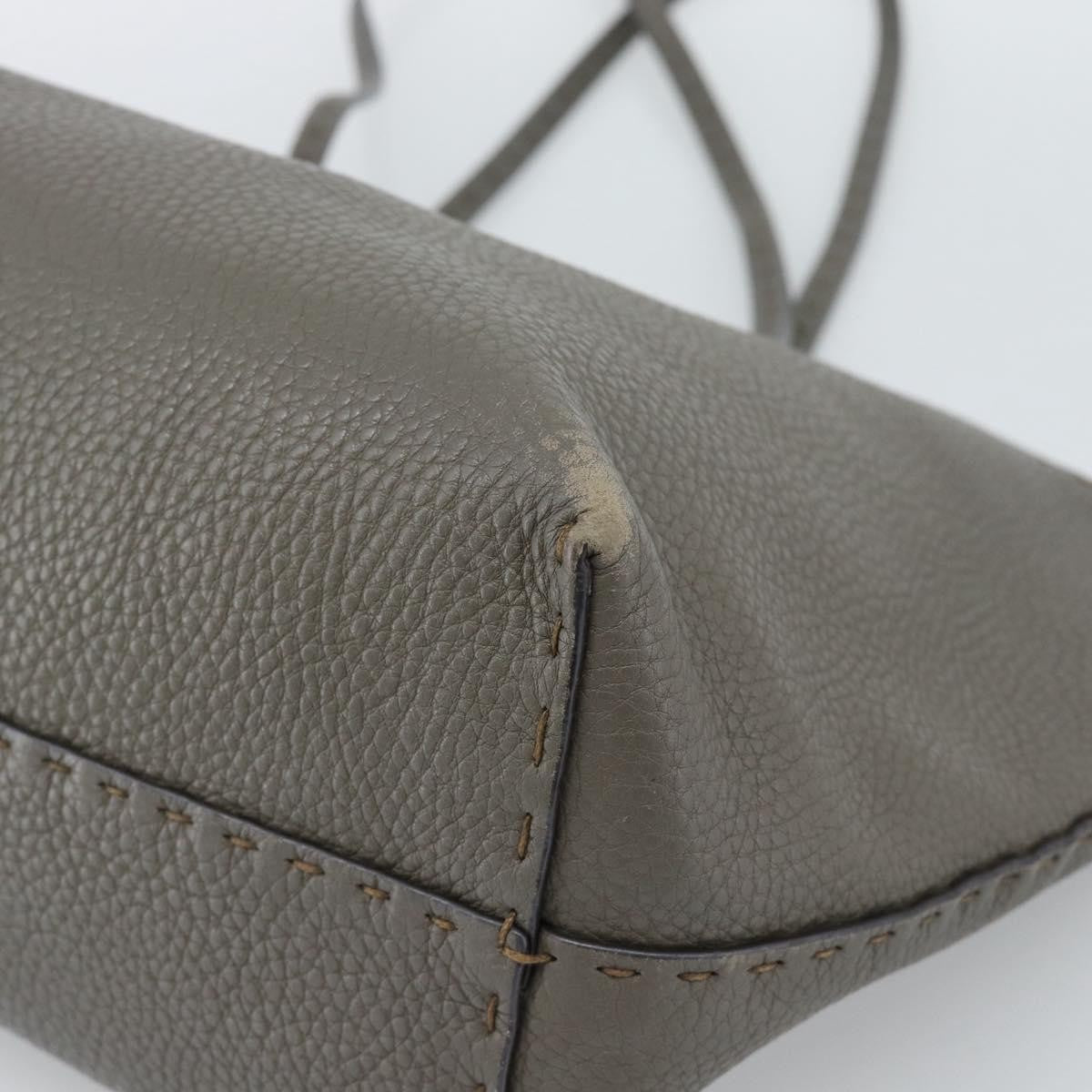 Fendi Selleria Carla Leather Gray Leather Tote Bag Bag (Pre-Owned)