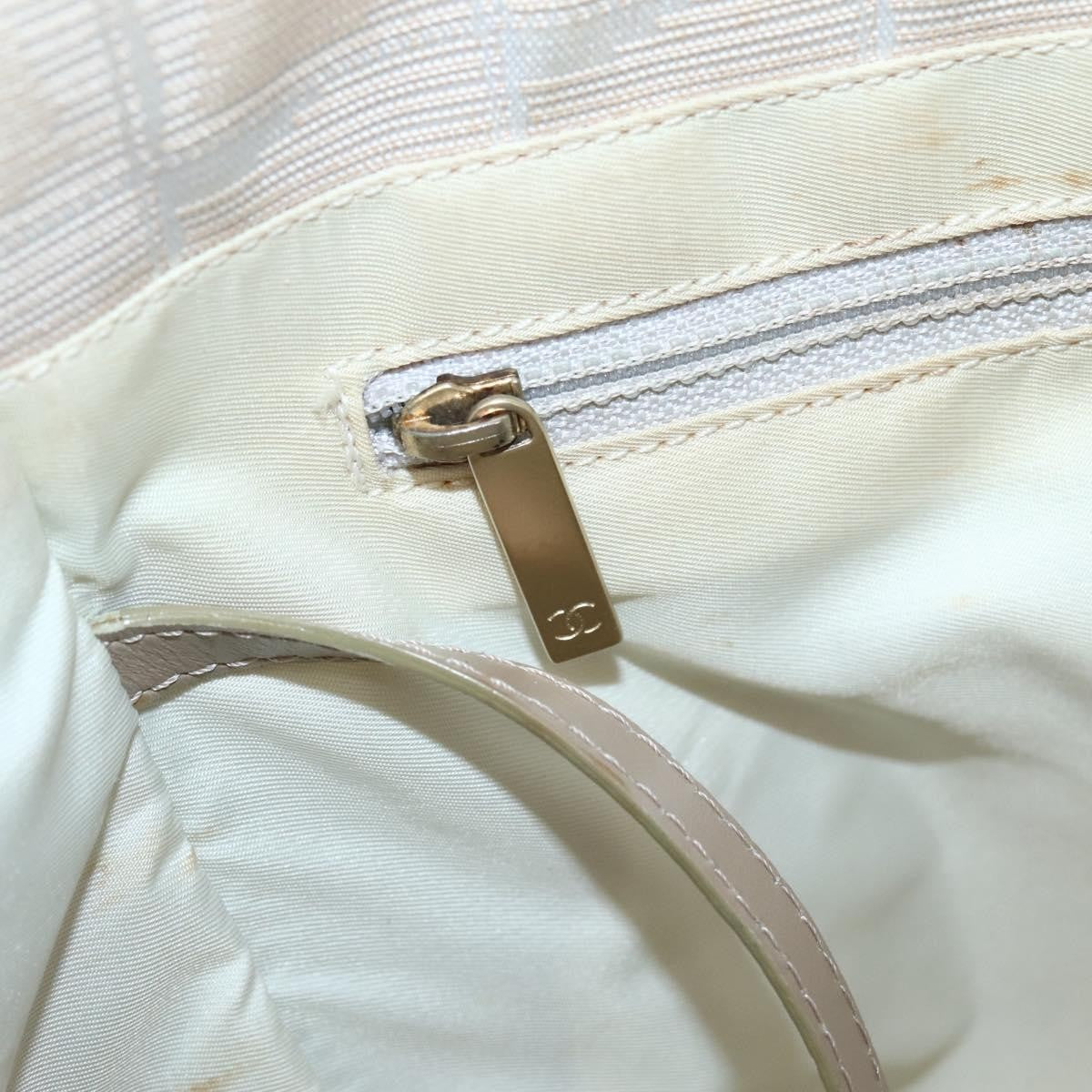Chanel Travel Line Tote Nylon Beige Nylon Bag (Pre-Owned)