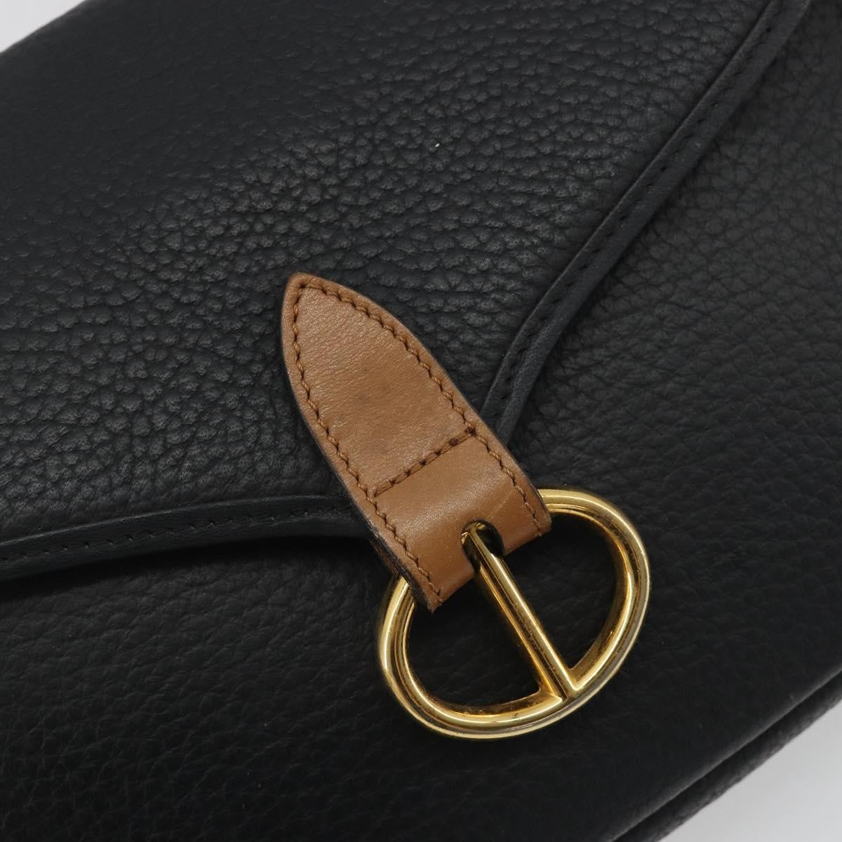 Christian Dior Vintage Cd Flap Leather Black Leather Shoulder Bag Bag (Pre-Owned)