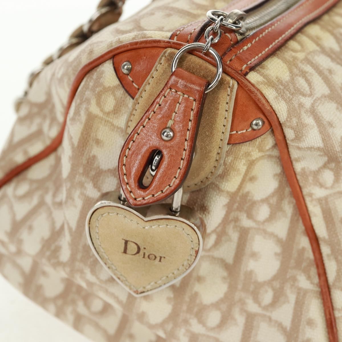 Christian Dior Vintage Trotter Romantique Boston Diorissimo Coated Canvas Beige Canvas Handbag (Pre-Owned)