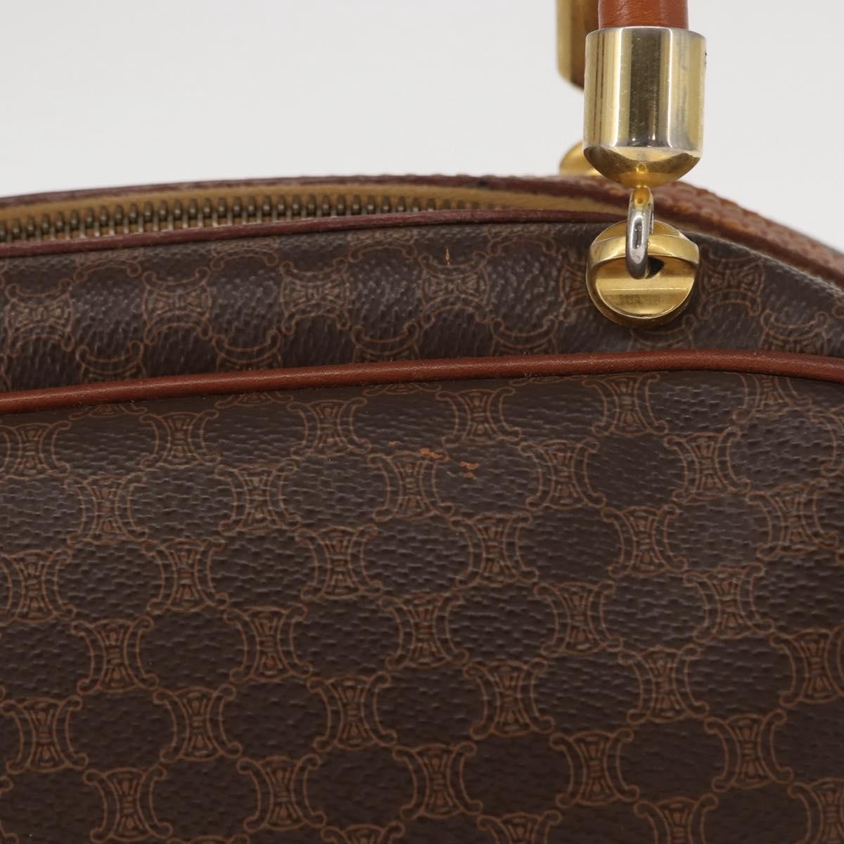 Celine Vintage Macadam Canvas And Leather Brown Canvas Handbag (Pre-Owned)
