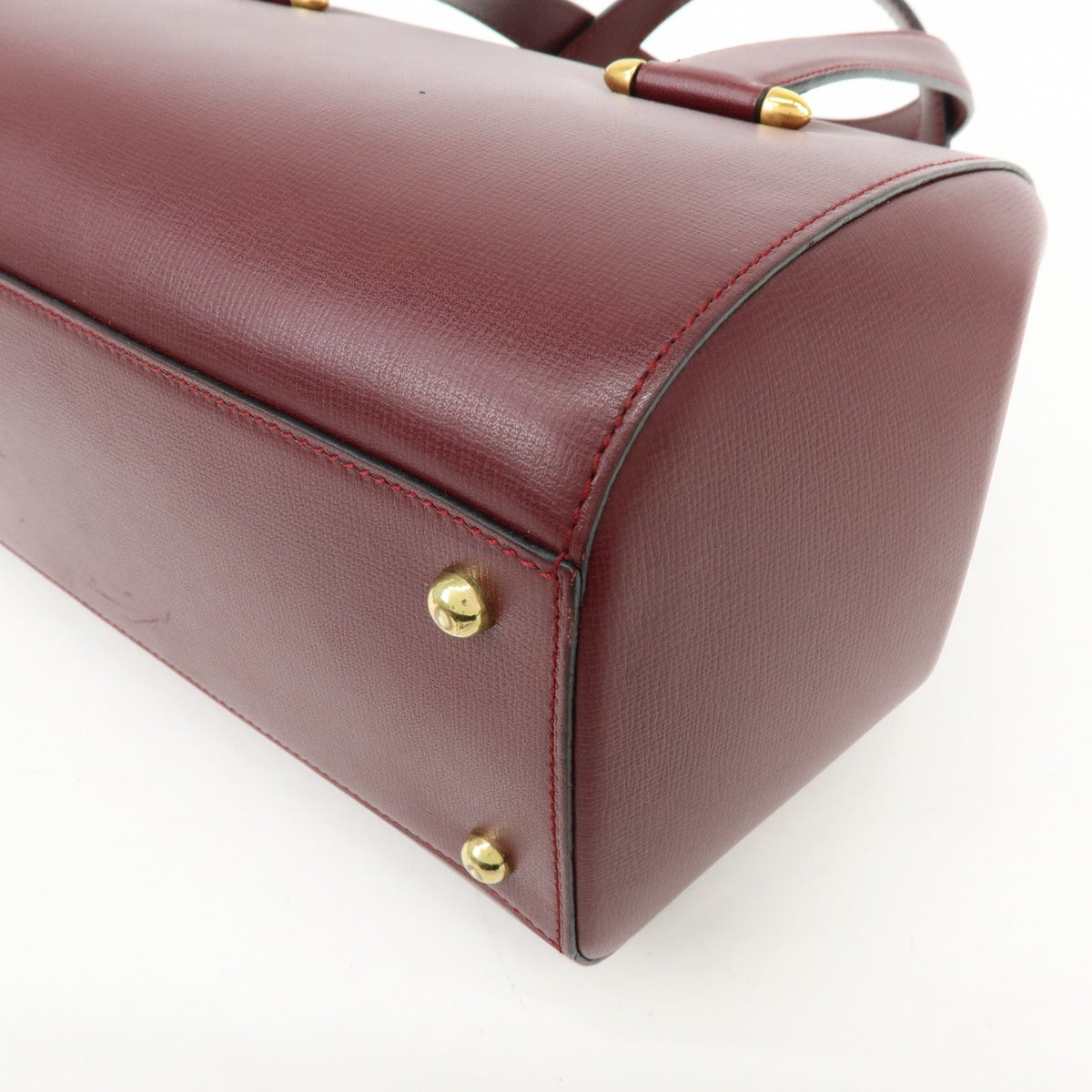 Cartier Must De Cartier Boston Leather Burgundy Leather Travel Bag Bag (Pre-Owned)