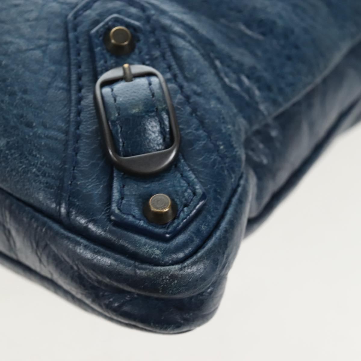 Balenciaga Flat Crossbody Classic Studs Leather Navy Leather Crossbody Bag Bag (Pre-Owned)