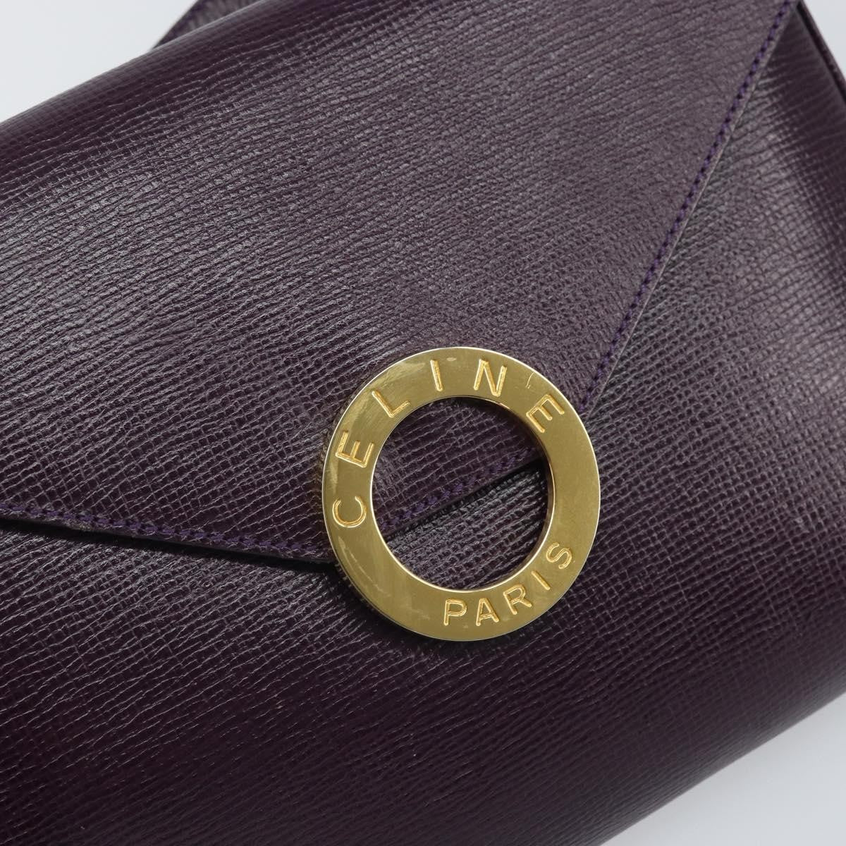 Celine Circle Logo Leather Purple Leather Shoulder Bag Bag (Pre-Owned)