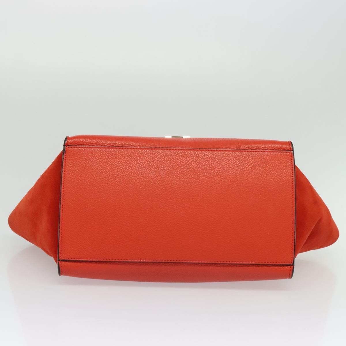 Celine Trapeze Leather With Suede Red Leather Handbag (Pre-Owned)