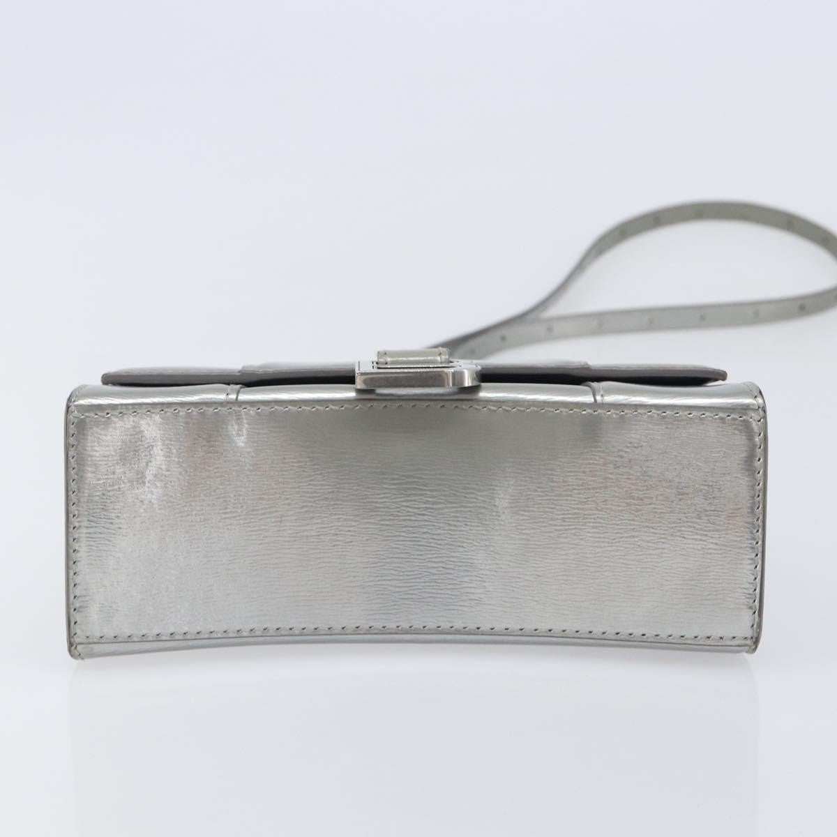 Balenciaga Hourglass Top Handle Leather Silver Leather Handbag (Pre-Owned)