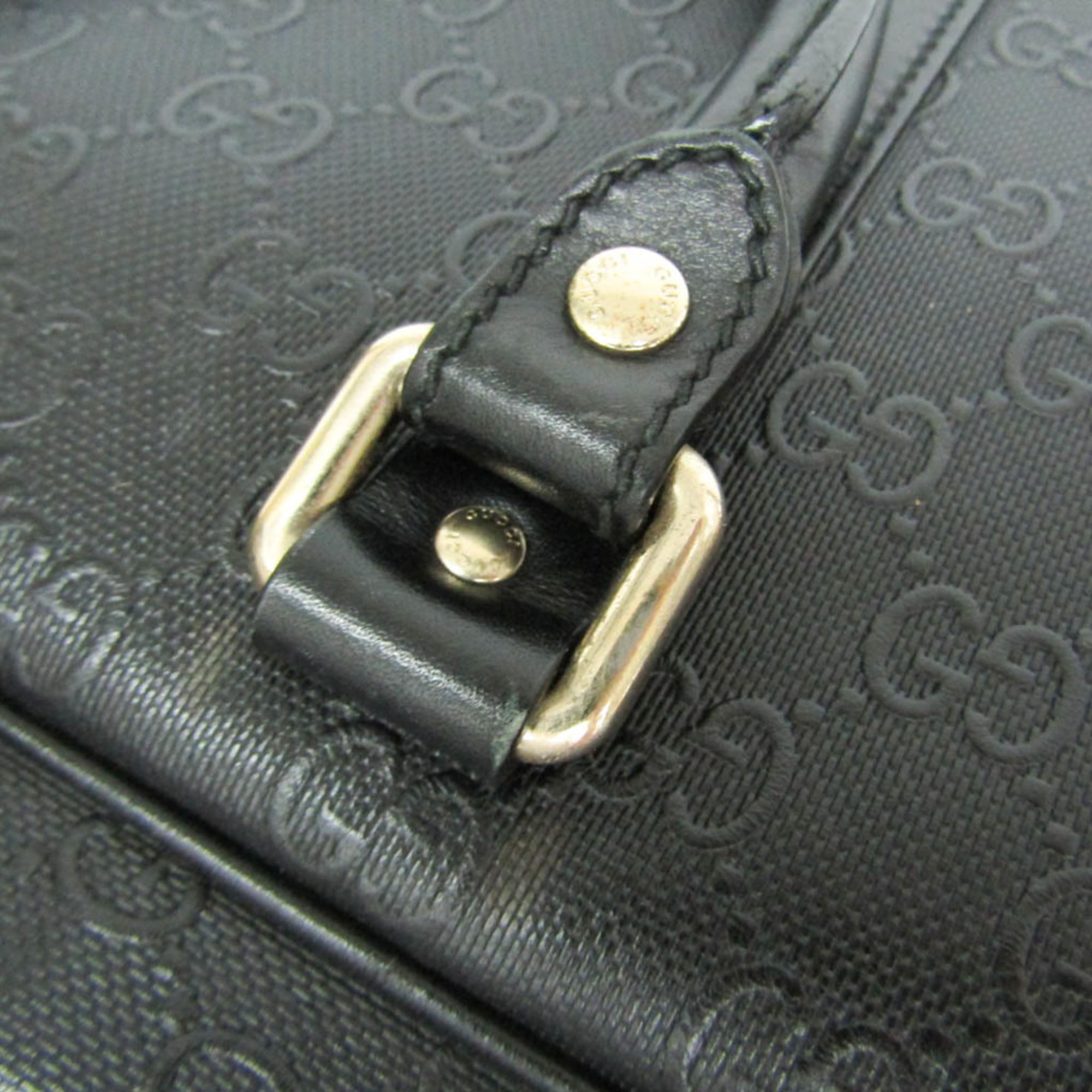Gucci Convertible Briefcase Guccissima Leather Black Leather Briefcase Bag (Pre-Owned)