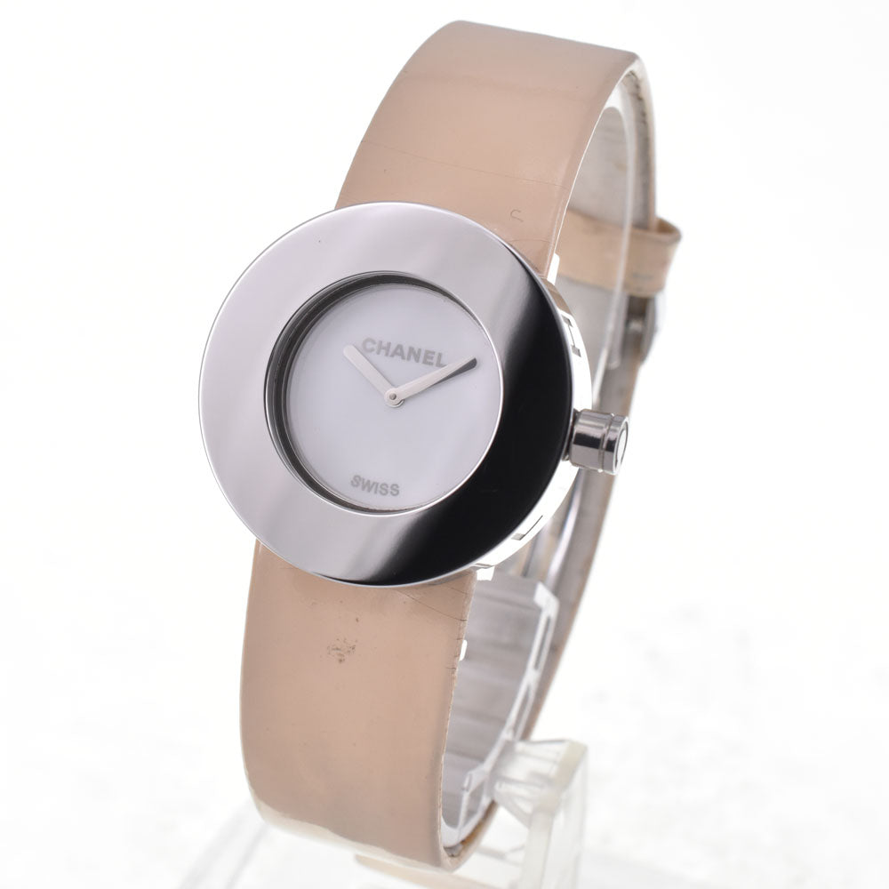 Chanel La Ronde Quartz Stainless Steel And Patent Watch (Pre-Owned)
