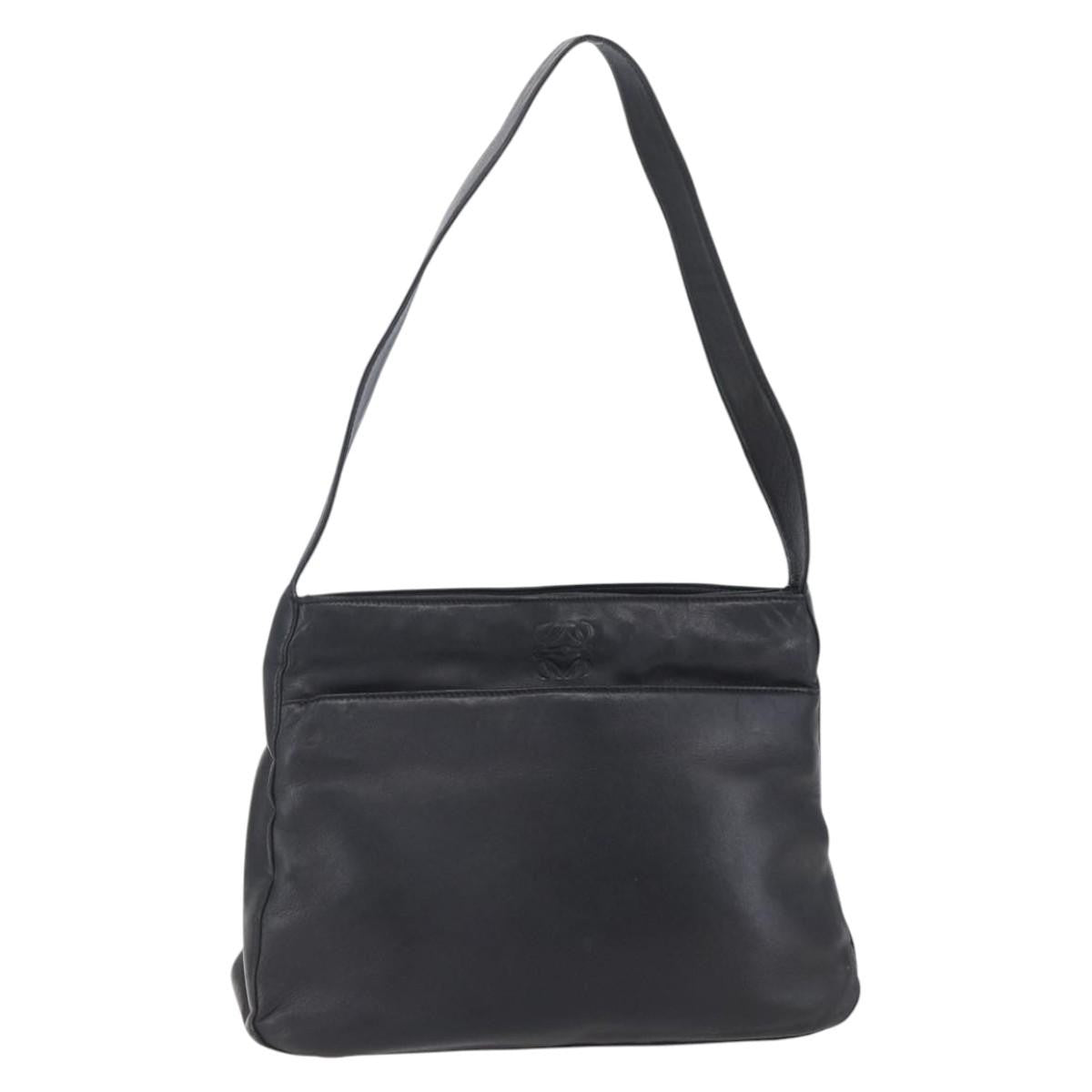 Loewe Anagram Leather Black Leather Shoulder Bag Bag (Pre-Owned)