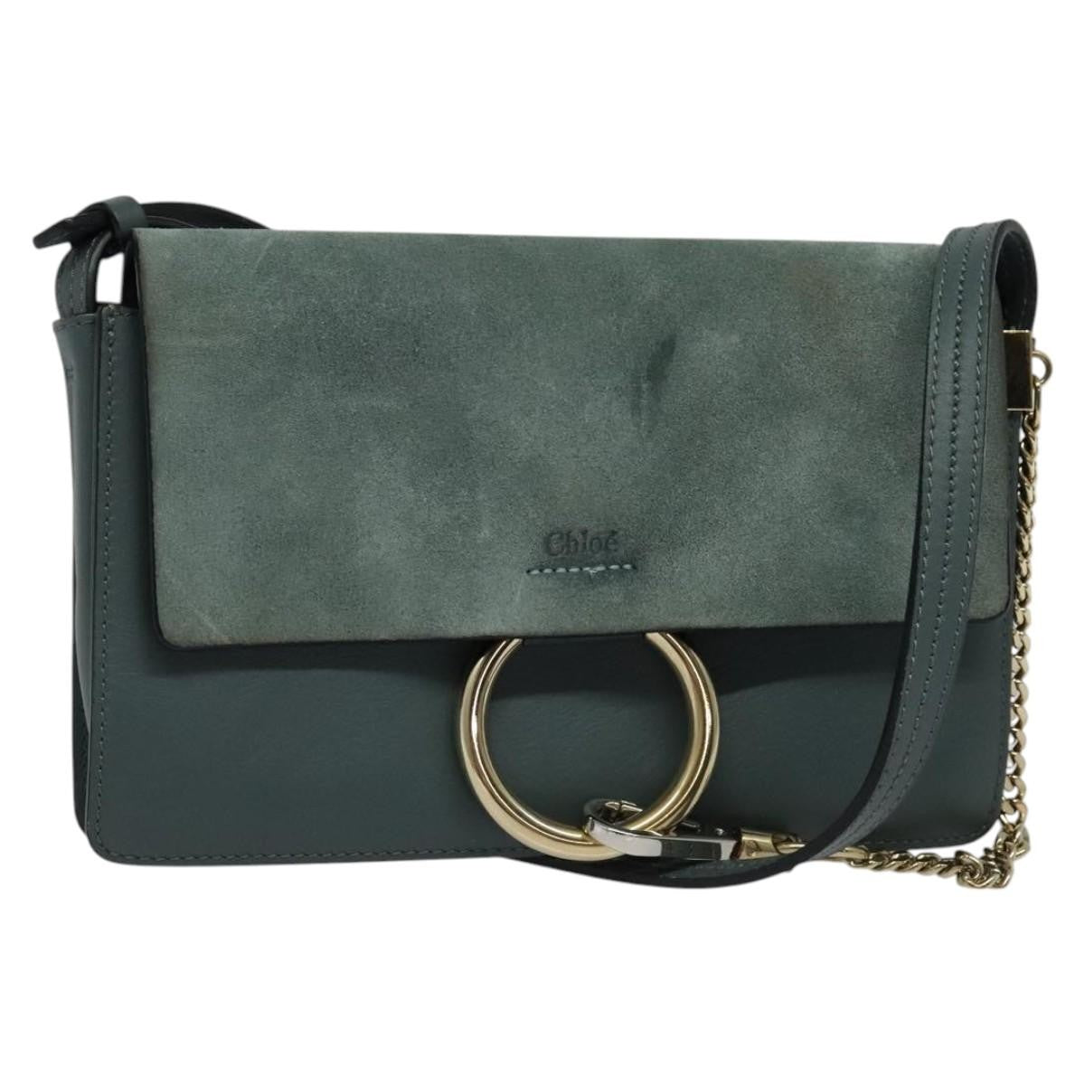 Chloe Faye Leather And Suede Blue Suede Shoulder Bag Bag (Pre-Owned)